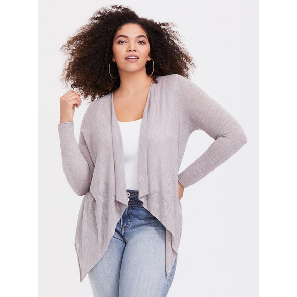 torrid Tops - NWT Torrid Slub Cardigan Drape Front Lightweight Gray Women's Size 4 4X H14717